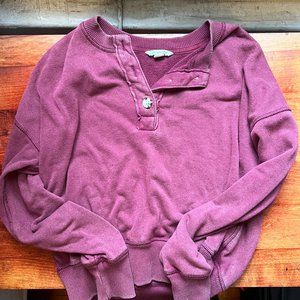 American Eagle Red COMFY Pullover Sweater with Top Buttons XS
